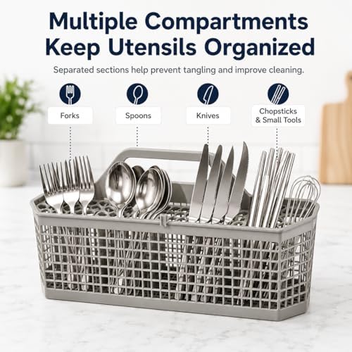 Universal Dishwasher Silverware Basket Replacement with Handle