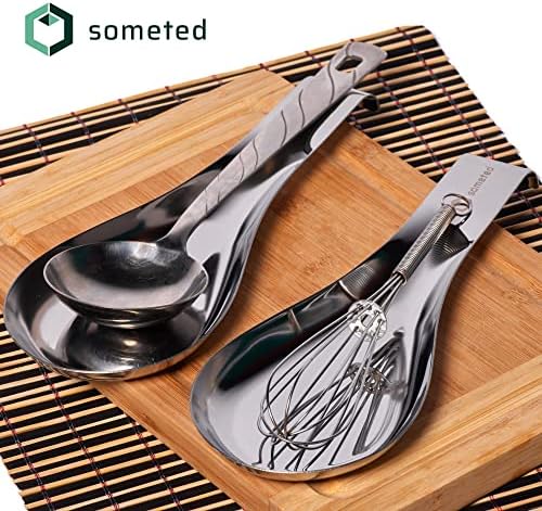 Stainless Steel Spoon Rest-Spatula Ladle Holder Set of 2 Stainless