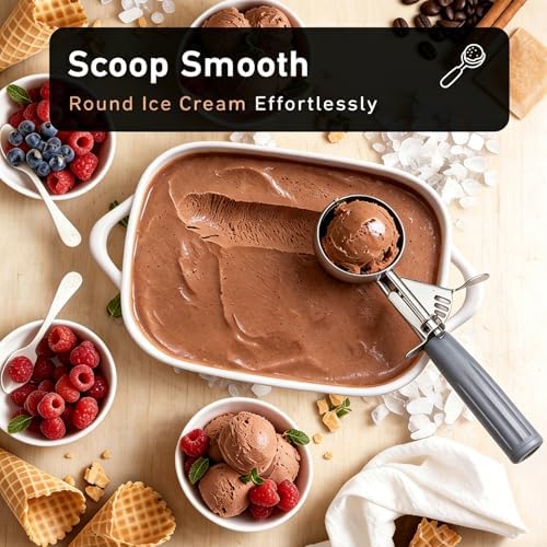 Fayomir 4 oz Scoop, Large Ice Cream Scoop with Trigger, #8 Portion