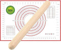 Rolling Pin and Silicone Baking Mat Set, Non-Stick Beech Wood Rolling