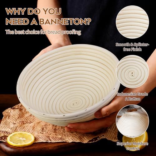 Dimpola Sourdough Baking Kit with Two 9 Inch Banneton Proofing