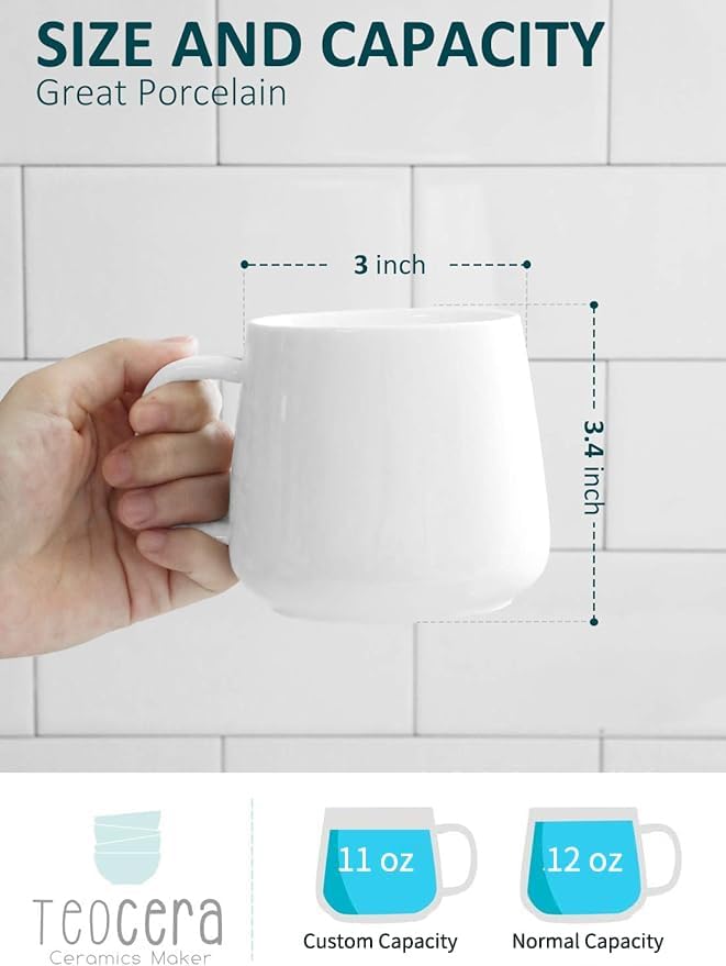 Teocera Coffee Mugs Set of 4-12oz Chip-Resistant Ceramic Cups with