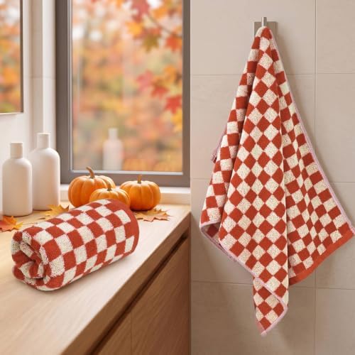 Checkered Hand Towel (13x29 Inches) - Fall Kitchen Towels Pack of 4