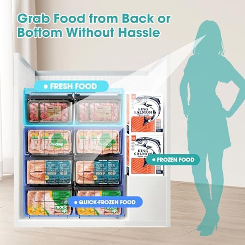 Freezer Organizer Bins, 2 Pack Expandable Stackable Hangable Chest