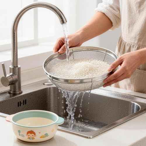 Fine Mesh Strainer for Kitchen, Stainless Steel Colander Bowl for