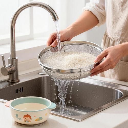 Fine Mesh Kitchen Strainer, Stainless Steel, 8.67-Inch Diameter