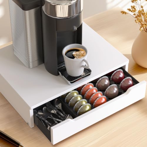 Deco Brothers Wood Top Vertuo Pod Holder Drawer with Divider & Side