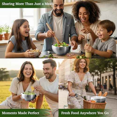 Aranka Dip Chiller Bowl with Lid, Stainless Steel 35 oz Double-Walled Insulated Serving Bowl for Keeping Food Hot or Cold, Perfect for Guacamole, Ice Cream, Salad & Soups