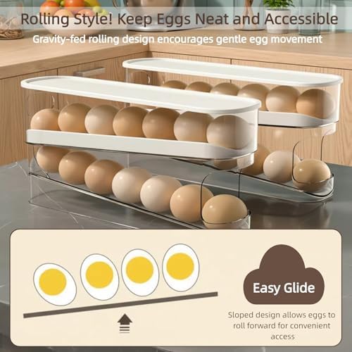 Auto-Rolling Egg Dispenser for Refrigerator with Lid