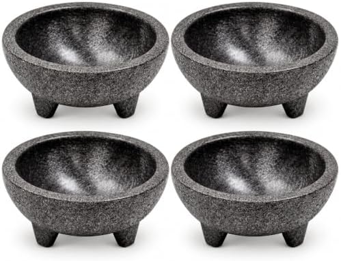 Winco Molcajete Salsa Bowls, 4-Ounce Bowls, Black, Set of 4