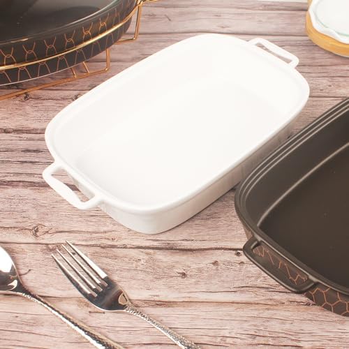 10" x 7" Ceramic Rectangular Casserole Dish with Glass Lid, 1.3 Quart
