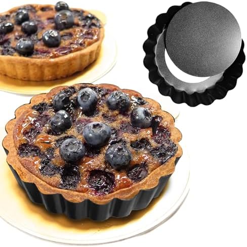 6 Pack Mini Tart Pans 4 Inch with Removable Bottom Round Non-stick