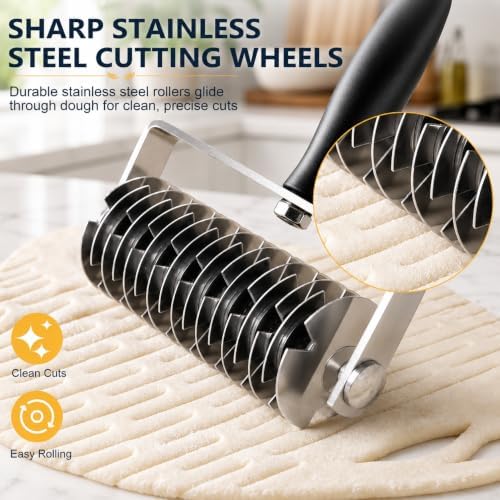 Pastry Lattice Roller Cutter, Stainless Steel Dough Lattice Cutter for
