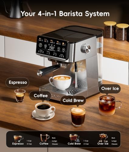 ecozy 4-in-1 Espresso & Cold Brew Machine with Milk Frother