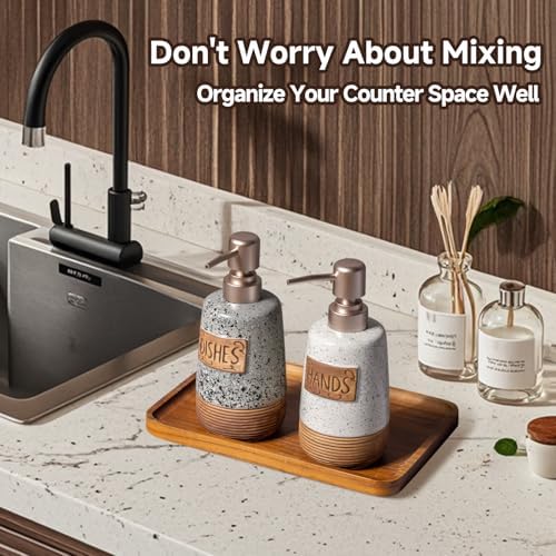Hand and Dish Soap Dispenser Set, Ceramic, 15 OZ