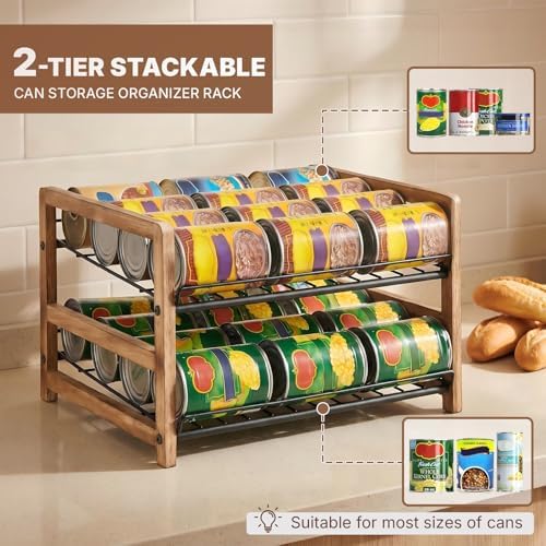 DGWJSU Can Organizer for Pantry 2-Tier, Holds up to 24 Cans Storage