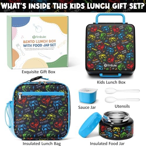 Fimibuke 60oz Kids Bento lunch Box with Insulated Lunch Bag & 8.5oz