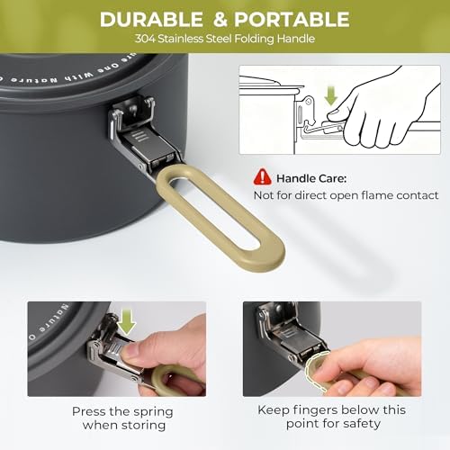 ALOCS Camping Cookware Portable Non-Stick Mess Kit with Foldable