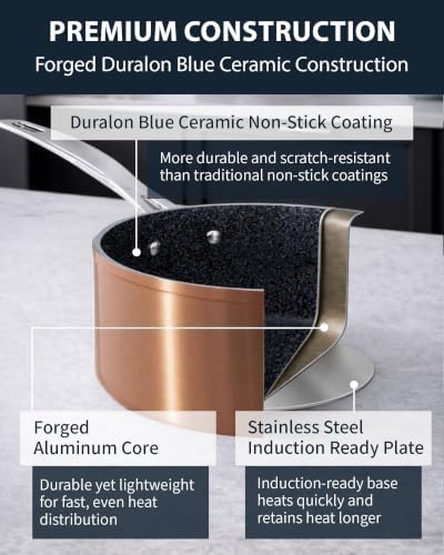 Nuwave 12pc Healthy Pots and Pan Set Non-Stick, G10 Duralon Ceramic
