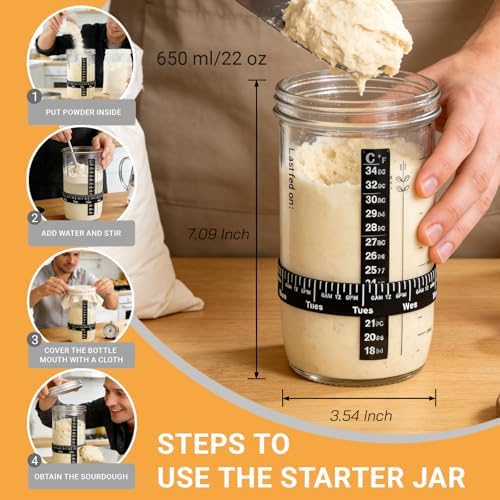 Sourdough Starter Kit, 2 Cotton Rope Banneton Baskets