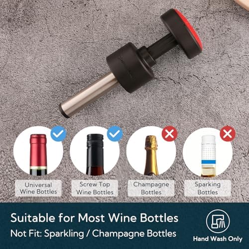 KITCHENDAO 2-in-1 Vacuum Wine Stopper, Built-in Wine Saver Pump with