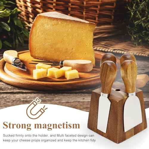 9 Pack Cheese Knives with Holder Acacia Wood Charcuterie Board Accessories
