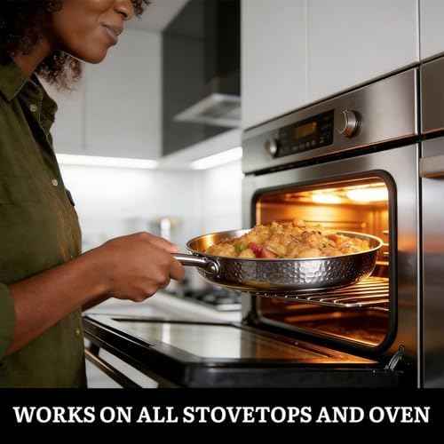 imarku 14-Piece Tri-Ply Hammered Stainless Steel Cookware Set