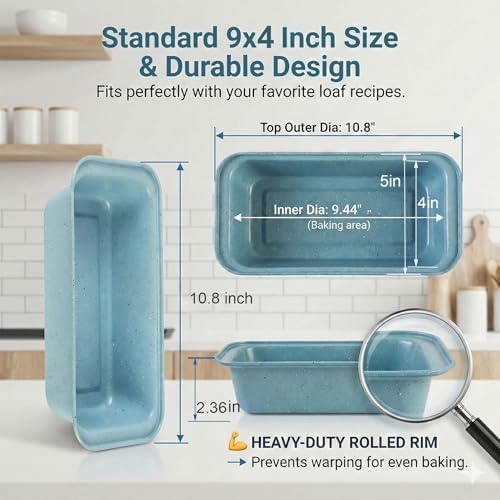 3-Pack Nonstick Loaf Pan, 9x4 in Nonstick Carbon Steel Bread Pans