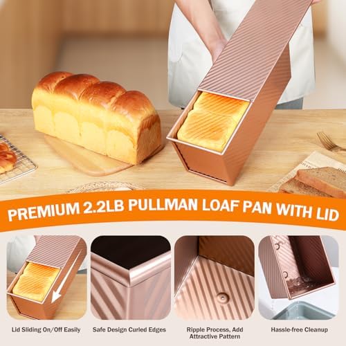 Pullman Loaf Pan with Lid, 13x4, Nonstick Sandwich Bread Loaf Pan