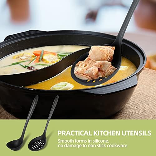 Silicone Soup Ladle Spoon Set of 2,Silicone Nonstick Large Skimmer