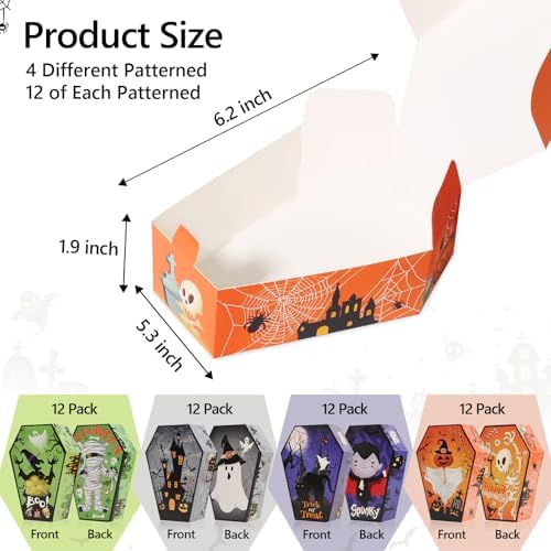 48 Pcs Halloween Paper Food Trays Disposable Treat Nacho Snack Candy