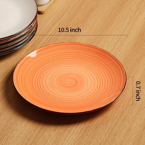 Dinner Plates Set of 6, 10.5 Inch Ceramic Entree & Steak Plates