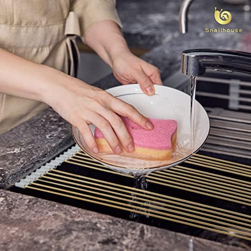 Snailhouse Gold Roll-Up Over Sink Dish Drying Rack for Kitchen,17.8x15.7in