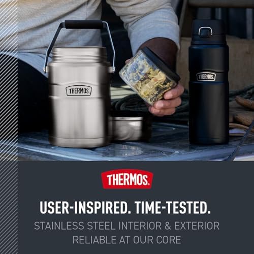 THERMOS Stainless King Food Jar with Handle, 47oz, Matte Stainless