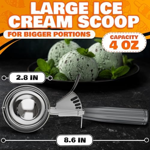 Stainless Steel Ice Cream Scoop with Trigger Release, 4 Oz #8 Disher