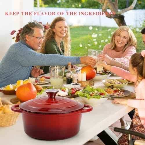 DVK Enameled Cast Iron Cookware Set 7 Piece Dutch Ovens Non-Stick