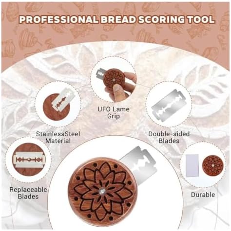 Bread Lame Sourdough Scoring Tool Wooden Handle with 5 Blades