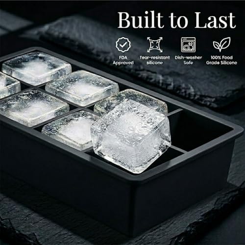 2in Silicone Ice Cube Tray - Ice Cube Molds for 8 Large Ice Cubes