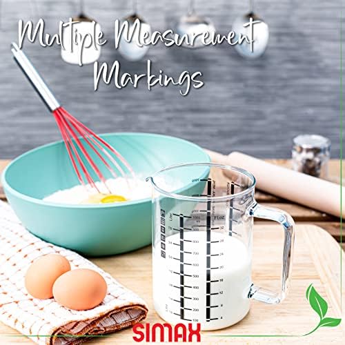 Simax Glass Measuring Cup in Grams, Ml, Oz - Borosilicate 32 Oz Liquid