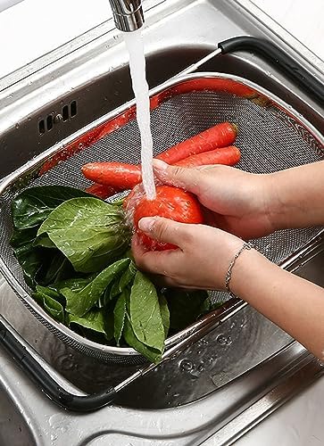 Fine Mesh Colander Over The Sink 6 Quart Stainless Steel Strainer