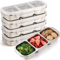 FoldTier 20oz Stainless Steel Snack Container Bento Box, Beige, 4 Pack