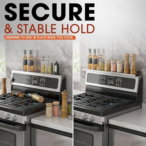Magnetic Stove Top Shelf 30 Inch - Stainless Steel Over Stove Spice