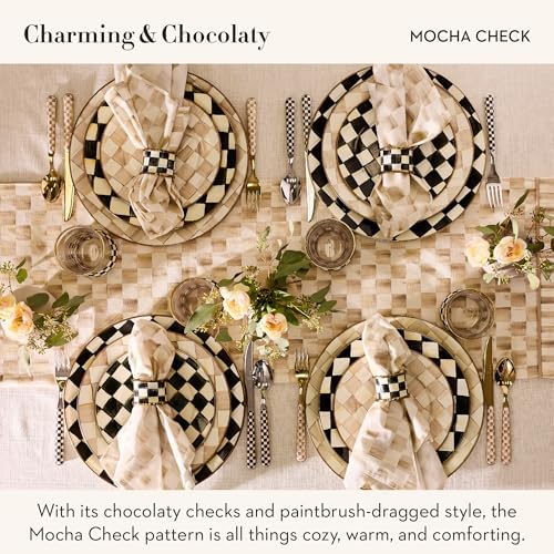 MACKENZIE-CHILDS Bistro Salad Serving Set, Brown-and-White Mocha Check