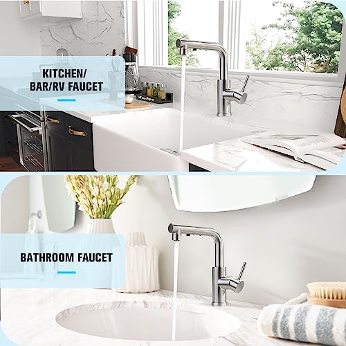 Crea Kitchen Faucet with Pull Out Sprayer, Brush Nickel