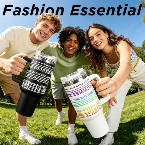 40oz Stainless Steel Large Insulated Tumblers With Handles Lids And