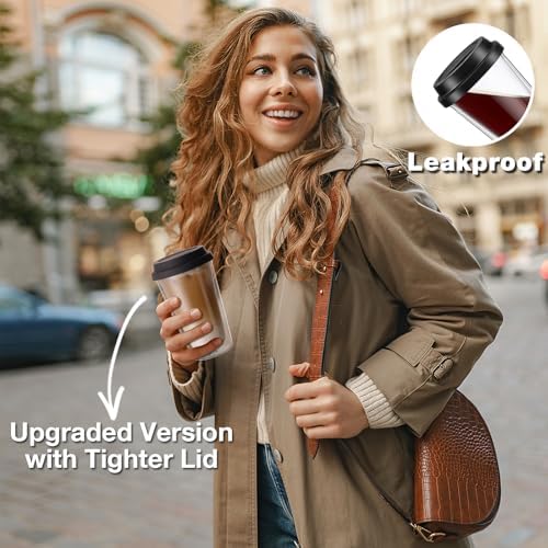 Qipecedm® 2 Packs Double Walled Glass Coffee Mugs with Silicone Lids