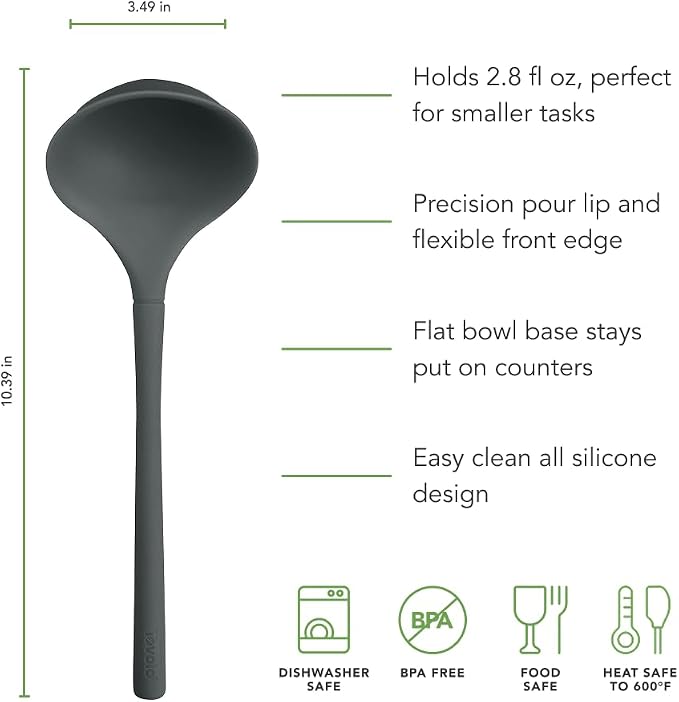 Tovolo Flex Core Small Silicone Ladle Charcoal Gray Heat Safe Silicone Soup - Image 5