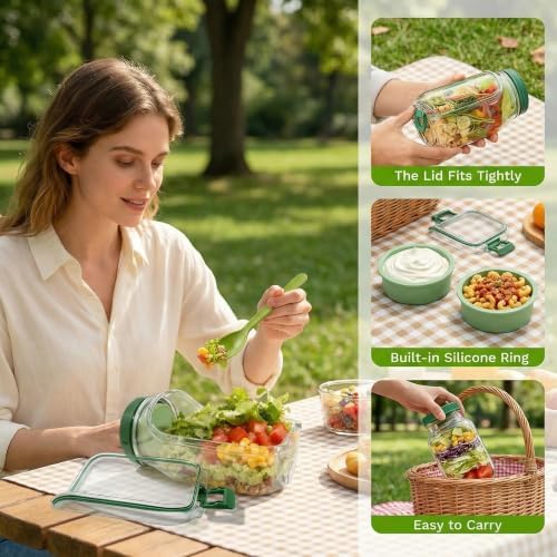 Leakproof The Original Salad Pod Container with Side Opening Lid