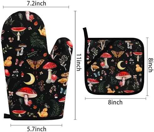 Mushroom Oven Mitts and Pot Holders Sets Cute Oven Gloves Heat