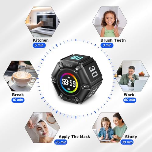 Smart FILP Pomodoro Timer, 3/5/10/25/30/60min Presets